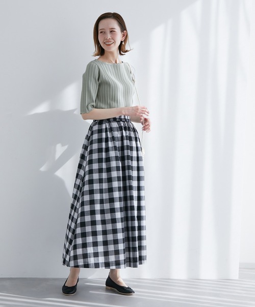 ROPE' PICNIC（ロペピクニック）の「Beauty knit/スカラップネックハーフスリーブニットプルオーバー（ニット/セーター・レディース・ブラック/オフホワイト/ブラウン/グリーン系その他/ラベンダー・38）」の15枚目の写真