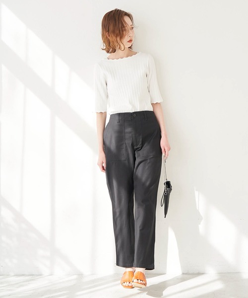 ROPE' PICNIC（ロペピクニック）の「Beauty knit/スカラップネックハーフスリーブニットプルオーバー（ニット/セーター・レディース・ブラック/オフホワイト/ブラウン/グリーン系その他/ラベンダー・38）」の22枚目の写真