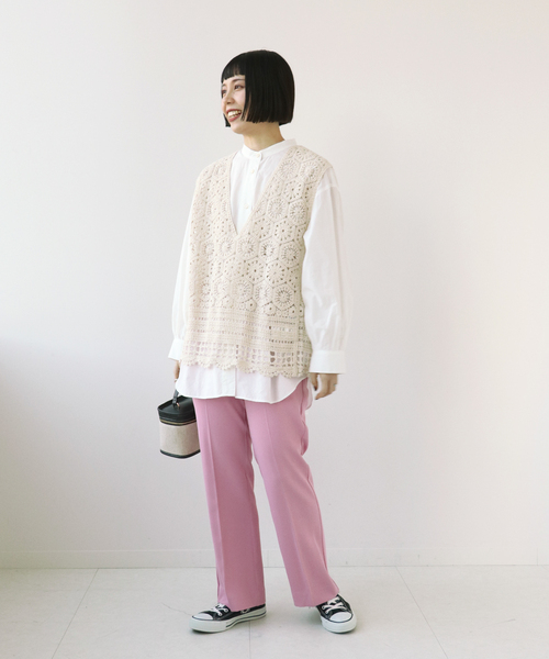 Simplicite（サンプリシテ）の「シャツ付きレースベスト◆（シャツ/ブラウス・レディース・ブラック/アイボリー・FREE）」の3枚目の写真