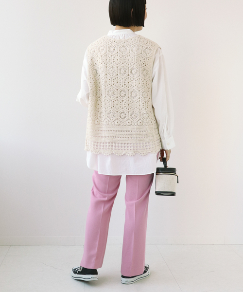 Simplicite（サンプリシテ）の「シャツ付きレースベスト◆（シャツ/ブラウス・レディース・ブラック/アイボリー・FREE）」の5枚目の写真