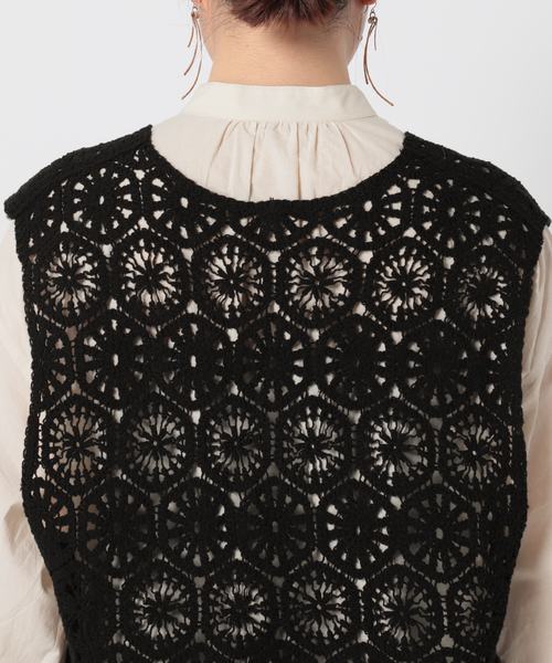 Simplicite（サンプリシテ）の「シャツ付きレースベスト◆（シャツ/ブラウス・レディース・ブラック/アイボリー・FREE）」の10枚目の写真