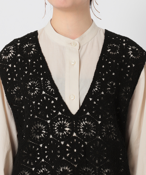 Simplicite（サンプリシテ）の「シャツ付きレースベスト◆（シャツ/ブラウス・レディース・ブラック/アイボリー・FREE）」の11枚目の写真