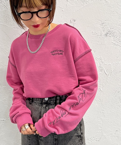 apres jour mignon(アプレジュールミニョン)の「袖刺繍スウェット【ZOZOTOWN限定アイテム】(スウェット・レディース・ブラック/オフホワイト/ピンク/ナチュラル・X-LARGE/フリー)」の4枚目の写真