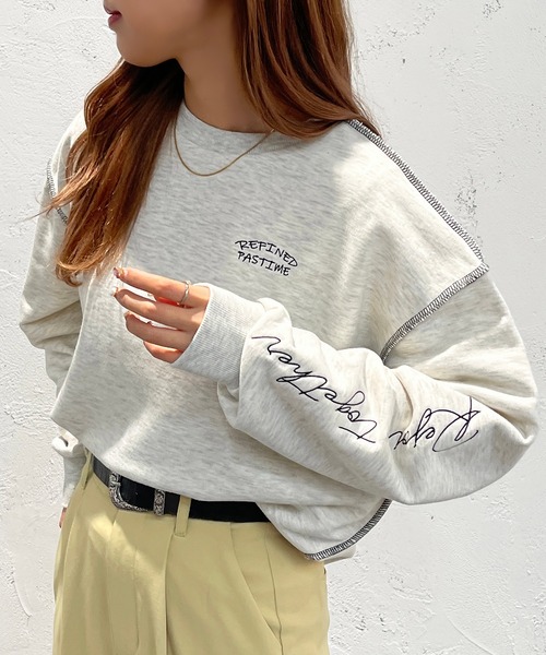 apres jour mignon(アプレジュールミニョン)の「袖刺繍スウェット【ZOZOTOWN限定アイテム】(スウェット・レディース・ブラック/オフホワイト/ピンク/ナチュラル・X-LARGE/フリー)」の21枚目の写真