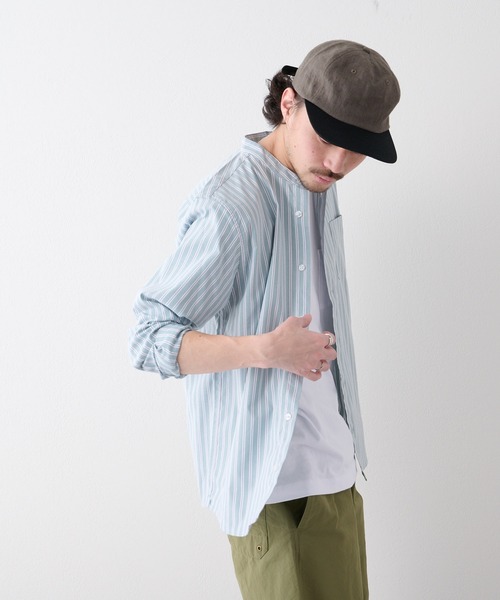 CIAOPANIC TYPY（チャオパニックティピー）の「CAVEバンドカラーシャツ（シャツ/ブラウス・メンズ・ネイビー/グリーン/サックスブルー/ブルー/オフホワイト・M/L/S）」の6枚目の写真
