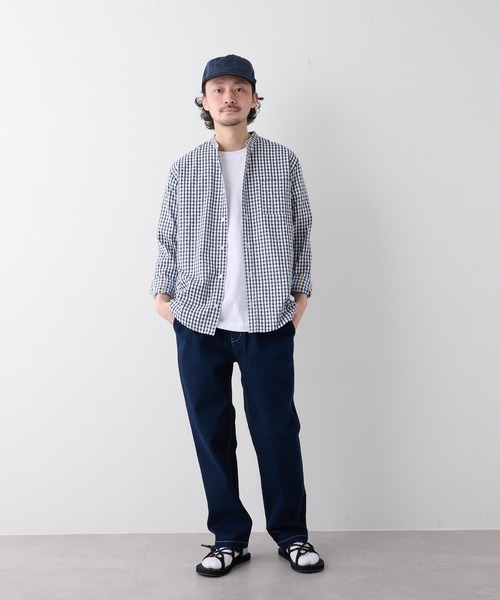CIAOPANIC TYPY（チャオパニックティピー）の「CAVEバンドカラーシャツ（シャツ/ブラウス・メンズ・ネイビー/グリーン/サックスブルー/ブルー/オフホワイト・M/L/S）」の21枚目の写真