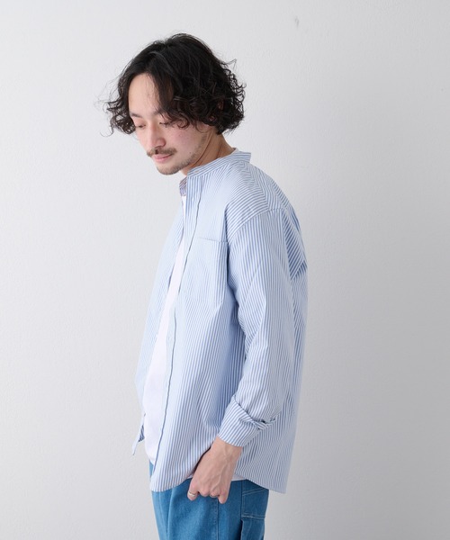 CIAOPANIC TYPY（チャオパニックティピー）の「CAVEバンドカラーシャツ（シャツ/ブラウス・メンズ・ネイビー/グリーン/サックスブルー/ブルー/オフホワイト・M/L/S）」の12枚目の写真