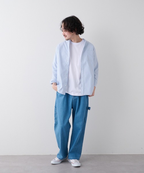 CIAOPANIC TYPY（チャオパニックティピー）の「CAVEバンドカラーシャツ（シャツ/ブラウス・メンズ・ネイビー/グリーン/サックスブルー/ブルー/オフホワイト・M/L/S）」の14枚目の写真