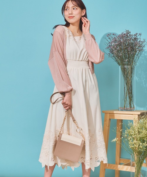 Noela パネルレースワンピース サックス パネルレースワンピース | ロングワンピース | Noela OFFICIAL