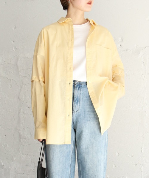 notch.（ノッチ）の「60ローン2WAYビッグシャツ（シャツ/ブラウス・レディース・ブラック/イエロー/ホワイト/ブルー/ピンク・M）」の5枚目の写真