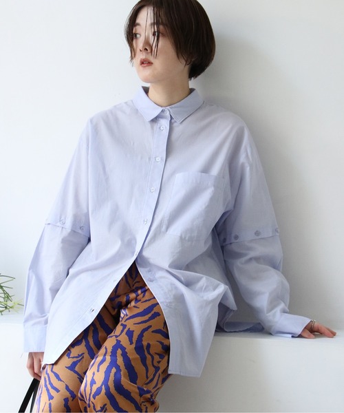 notch.（ノッチ）の「60ローン2WAYビッグシャツ（シャツ/ブラウス・レディース・ブラック/イエロー/ホワイト/ブルー/ピンク・M）」の4枚目の写真