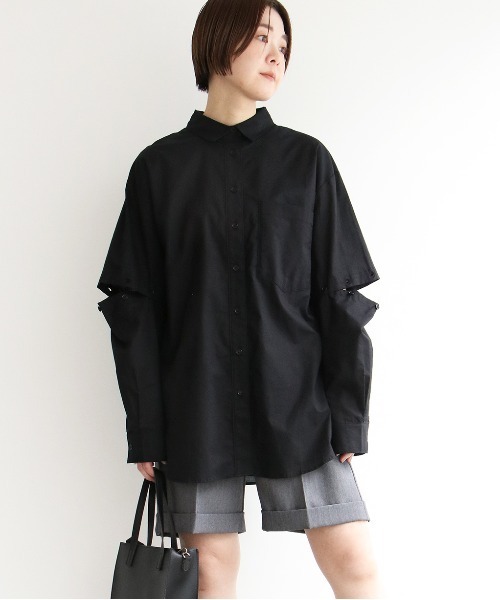 notch.（ノッチ）の「60ローン2WAYビッグシャツ（シャツ/ブラウス・レディース・ブラック/イエロー/ホワイト/ブルー/ピンク・M）」の15枚目の写真