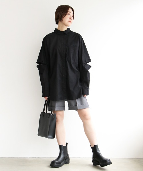 notch.（ノッチ）の「60ローン2WAYビッグシャツ（シャツ/ブラウス・レディース・ブラック/イエロー/ホワイト/ブルー/ピンク・M）」の18枚目の写真