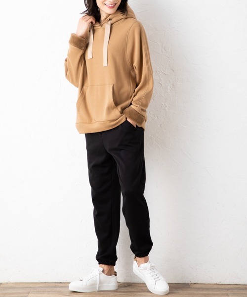 aunt lily(アントリリー)の「裏起毛 リブアクセント イージーパンツ | 裏起毛パンツ ジョガーパンツ あったか(その他パンツ・レディース・チャコールグレー/ブラック・11号/9号/13号/7号/15号)」の4枚目の写真
