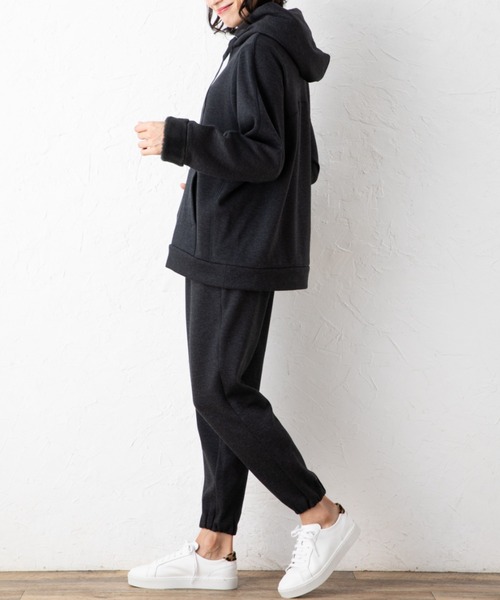 aunt lily(アントリリー)の「裏起毛 リブアクセント イージーパンツ | 裏起毛パンツ ジョガーパンツ あったか(その他パンツ・レディース・チャコールグレー/ブラック・11号/9号/13号/7号/15号)」の9枚目の写真