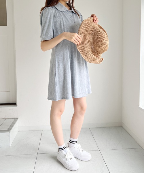 Loueme(ルエム)の「襟付きポロミニワンピース(ワンピース・レディース・ブラック/グレー・FREE)」の2枚目の写真
