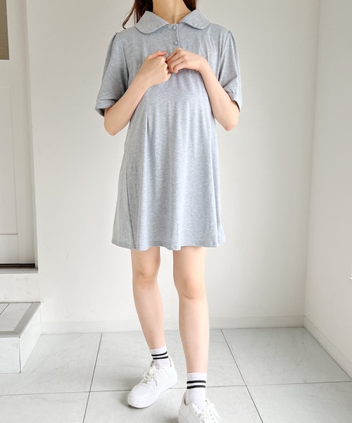Loueme(ルエム)の「襟付きポロミニワンピース(ワンピース・レディース・ブラック/グレー・FREE)」の7枚目の写真