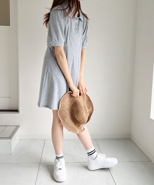 Loueme(ルエム)の「襟付きポロミニワンピース(ワンピース・レディース・ブラック/グレー・FREE)」の8枚目の写真
