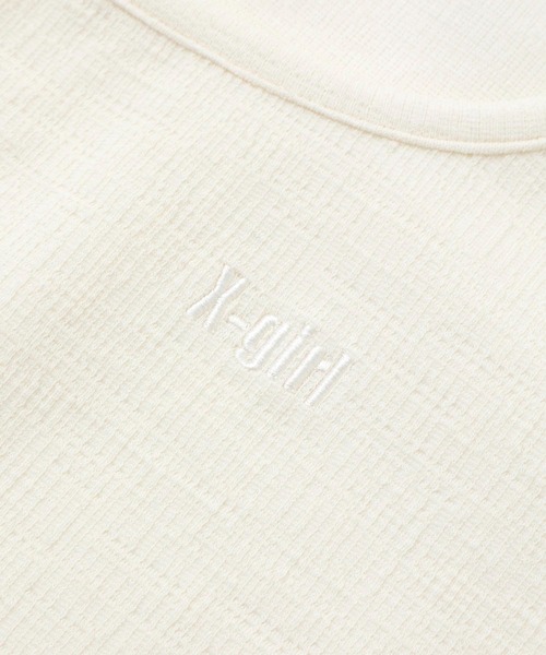 X-girl（エックスガール）の「CROSS JACQUARD S/S TOP（Tシャツ/カットソー・レディース・ダークグリーン/ホワイト/ブラック・M/S）」の13枚目の写真