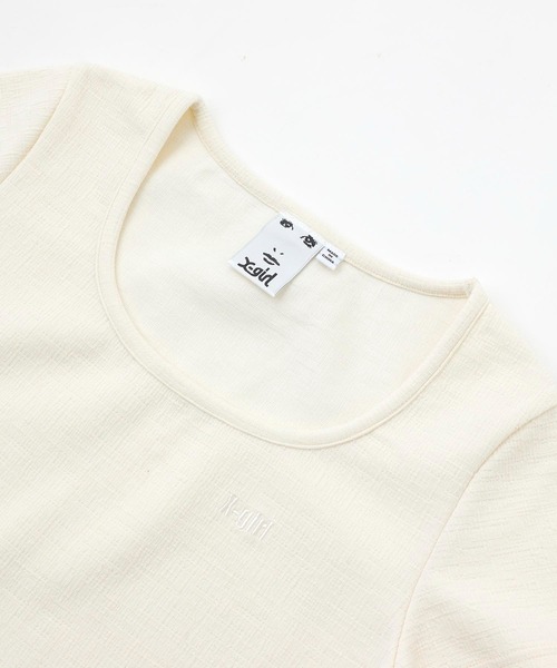 X-girl（エックスガール）の「CROSS JACQUARD S/S TOP（Tシャツ/カットソー・レディース・ダークグリーン/ホワイト/ブラック・M/S）」の14枚目の写真