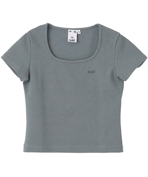 X-girl（エックスガール）の「CROSS JACQUARD S/S TOP（Tシャツ/カットソー・レディース・ダークグリーン/ホワイト/ブラック・M/S）」の22枚目の写真