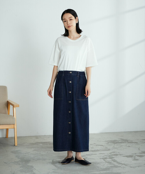 ONIGIRI(オニギリ)の「2WAY ヘンリーネックTシャツ(Tシャツ/カットソー・レディース・チャコール/ネイビー/ベージュ/イエロー×グリーン/オレンジ/ホワイト・FREE)」の7枚目の写真