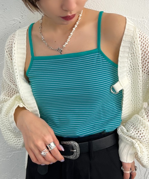 apres jour mignon（アプレジュールミニョン）の「カップ付きボーダーキャミソール【ZOZOTOWN限定アイテム】（キャミソール・レディース・グリーン/ブルー/ピンク/イエロー・X-LARGE/フリー）」の5枚目の写真