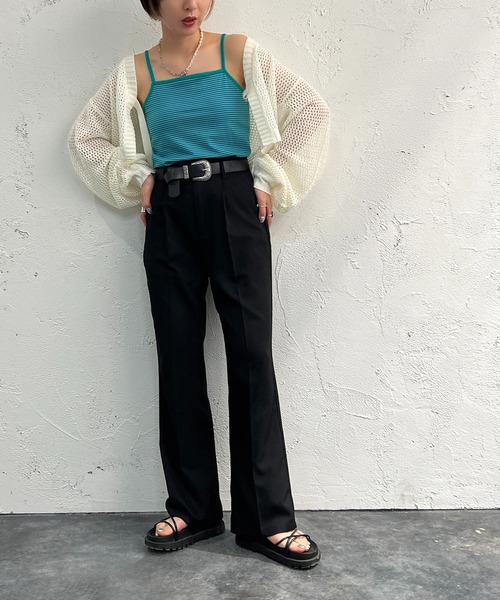 apres jour mignon（アプレジュールミニョン）の「カップ付きボーダーキャミソール【ZOZOTOWN限定アイテム】（キャミソール・レディース・グリーン/ブルー/ピンク/イエロー・X-LARGE/フリー）」の9枚目の写真