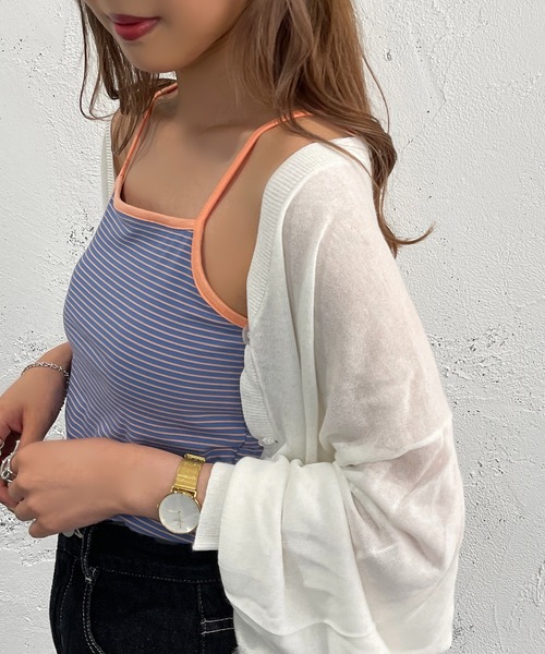 apres jour mignon（アプレジュールミニョン）の「カップ付きボーダーキャミソール【ZOZOTOWN限定アイテム】（キャミソール・レディース・グリーン/ブルー/ピンク/イエロー・X-LARGE/フリー）」の10枚目の写真