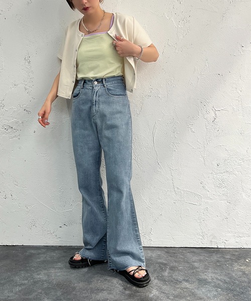 apres jour mignon（アプレジュールミニョン）の「カップ付きボーダーキャミソール【ZOZOTOWN限定アイテム】（キャミソール・レディース・グリーン/ブルー/ピンク/イエロー・X-LARGE/フリー）」の18枚目の写真