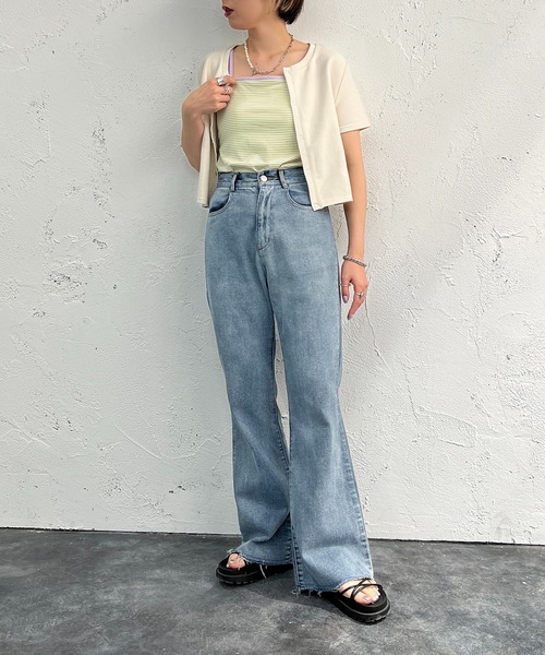 apres jour mignon（アプレジュールミニョン）の「カップ付きボーダーキャミソール【ZOZOTOWN限定アイテム】（キャミソール・レディース・グリーン/ブルー/ピンク/イエロー・X-LARGE/フリー）」の19枚目の写真