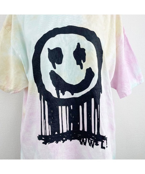 WORLD WIDE LOVE!（ワールドワイドラブ）の「デッドスマイルタイダイＴシャツ（Tシャツ/カットソー・レディース・サックスブルー系/パープル系/ピンク系・1）」の9枚目の写真