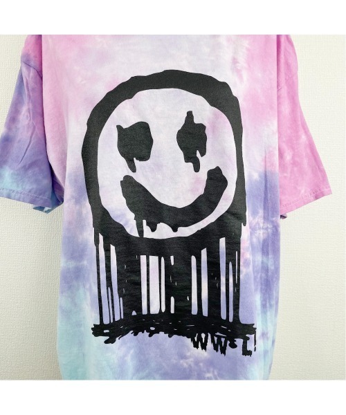 WORLD WIDE LOVE!（ワールドワイドラブ）の「デッドスマイルタイダイＴシャツ（Tシャツ/カットソー・レディース・サックスブルー系/パープル系/ピンク系・1）」の7枚目の写真