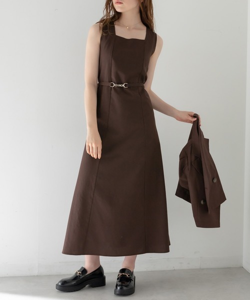 OLIVE des OLIVE(オリーブデオリーブ)の「ビットベルト付ジャンスカ(ワンピース・レディース・ダークブラウン/アイボリー/ミント・FREE)」の10枚目の写真