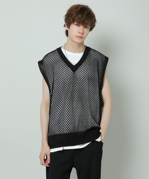 ALAND（エーランド）の「3.3 Field Trip／MESH KNIT VEST 2353203（ベスト・メンズ・ライトベージュ/ブラック・FREE）」の7枚目の写真