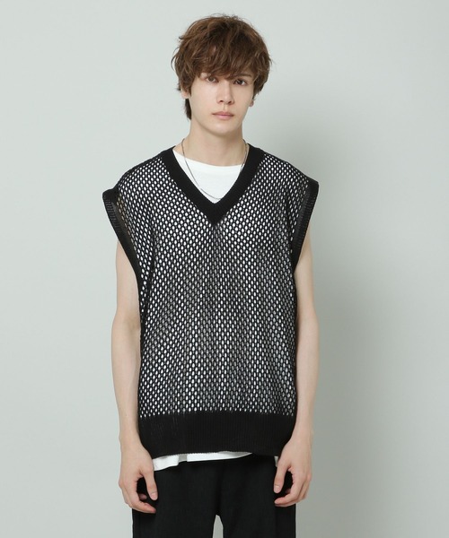 ALAND（エーランド）の「3.3 Field Trip／MESH KNIT VEST 2353203（ベスト・メンズ・ライトベージュ/ブラック・FREE）」の9枚目の写真