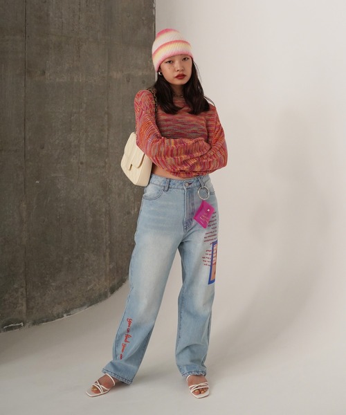 TINA：JOJUN（ティーナジョジュン）の「ショート丈 メッシュニット TINA：JOJUN（ニット/セーター・レディース・グレー/ピンク/グリーン・M）」の7枚目の写真