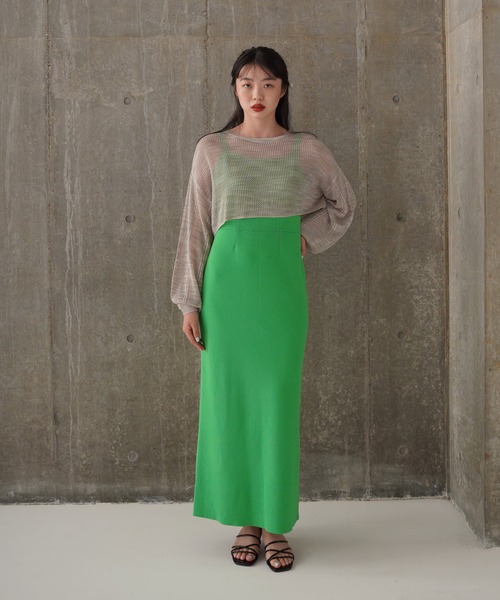 TINA：JOJUN（ティーナジョジュン）の「ショート丈 メッシュニット TINA：JOJUN（ニット/セーター・レディース・グレー/ピンク/グリーン・M）」の11枚目の写真