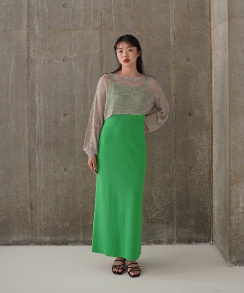 TINA：JOJUN（ティーナジョジュン）の「ショート丈 メッシュニット TINA：JOJUN（ニット/セーター・レディース・グレー/ピンク/グリーン・M）」の12枚目の写真