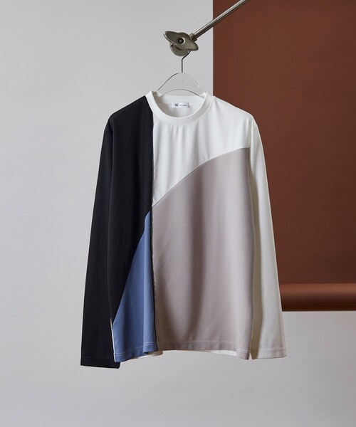 tk.TAKEO KIKUCHI(ティーケータケオキクチ)の「◆カーブスイッチカットソー(ユニセックスアイテム)(Tシャツ/カットソー・メンズ・ホワイト系5/ブラック系4/ネイビー系4・01/02/03)」の2枚目の写真