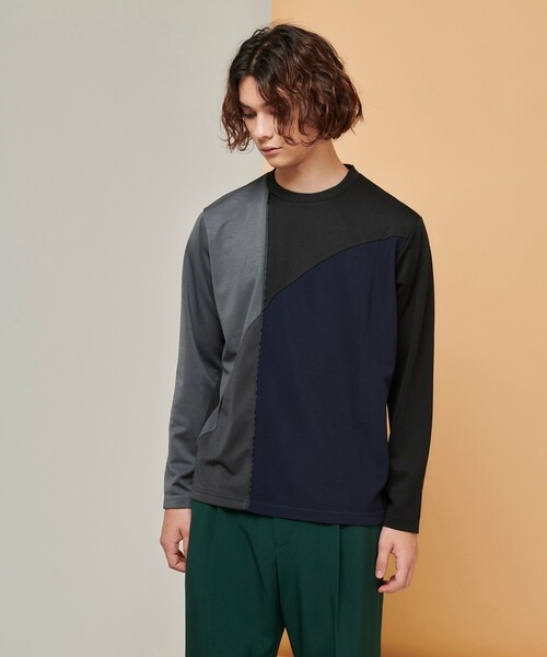 tk.TAKEO KIKUCHI(ティーケータケオキクチ)の「◆カーブスイッチカットソー(ユニセックスアイテム)(Tシャツ/カットソー・メンズ・ホワイト系5/ブラック系4/ネイビー系4・01/02/03)」の3枚目の写真