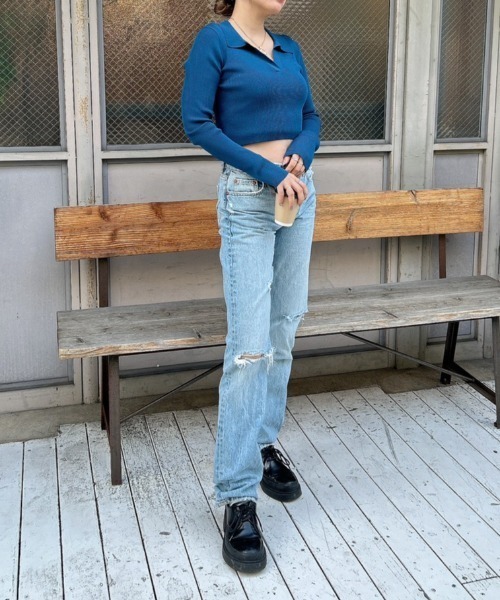 FIG&VIPER(フィグアンドバイパー)の「スキッパーポロニット(ポロシャツ・レディース・ブラック/ダークブルー/マルチ・FREE)」の20枚目の写真