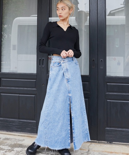 FIG&VIPER(フィグアンドバイパー)の「スキッパーポロニット(ポロシャツ・レディース・ブラック/ダークブルー/マルチ・FREE)」の5枚目の写真