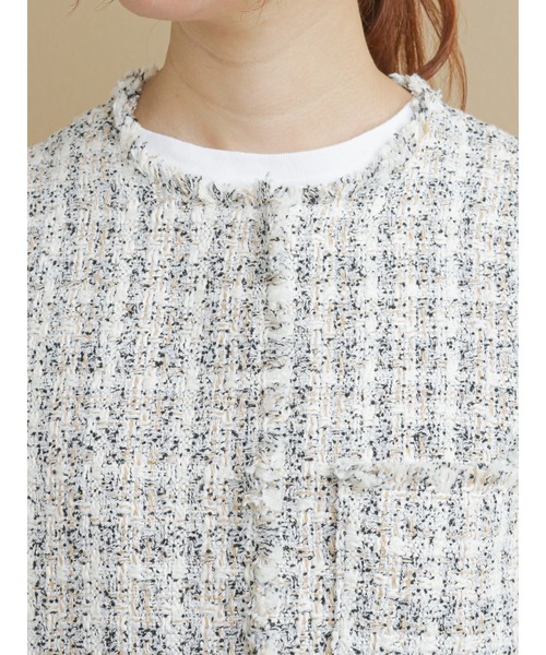 Te chichi（テチチ）の「ミックスツイードノーカラージャケット（ノーカラージャケット・レディース・オフホワイト/ブラック・ﾌﾘ-）」の11枚目の写真