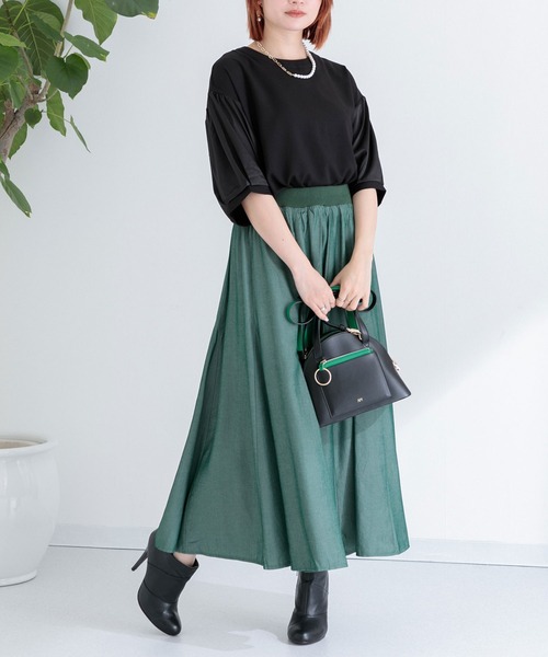 Paradise Picnic(パラダイスピクニック)の「リブ切替フレアスカート(スカート・レディース・ブラック/パープル/グリーン・FREE)」の16枚目の写真