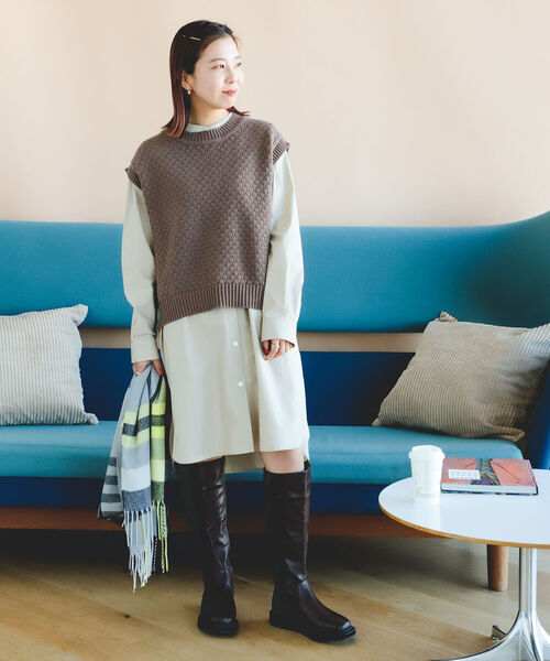 B:MING by BEAMS（ビーミングバイビームス）の「B:MING by BEAMS / プラットフォーム ロング ブーツ（ブーツ・レディース・ダークブラウン/ブラック・23.5/22.5/24.5）」の6枚目の写真