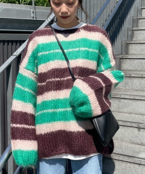 ◎Maiami モヘア ニット セーター ミントグリーン Drawer - Drawer*22AW 3Gモヘアウールニット ミントグリーン