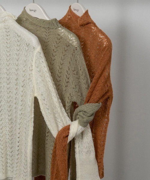 lawgy(ラウジー)の「openwork high neck knit tops(ニット/セーター・レディース・オレンジ系その他/アイボリー/グリーン系その他・FREE)」の10枚目の写真