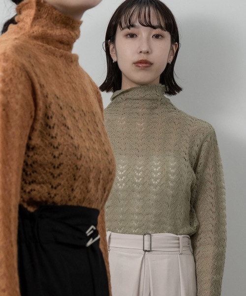 lawgy(ラウジー)の「openwork high neck knit tops(ニット/セーター・レディース・オレンジ系その他/アイボリー/グリーン系その他・FREE)」の11枚目の写真