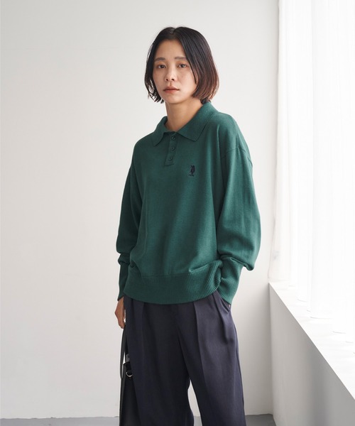 U.S. POLO ASSN.(ユーエスポロアッスン)の「U.S. POLO ASSN. /ユーエスポロアッスン 別注 ワンポイント刺繍 ボリュームスリーブポロニットプルオーバー(ポロシャツ・レディース・ブラック×ホワイト/イエロー/アイボリー/ブラック/ブルーグリーン・FREE)」の11枚目の写真